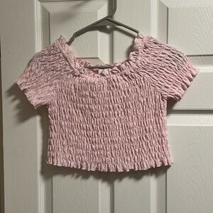 Love Squared Pink Smocked Crop Top